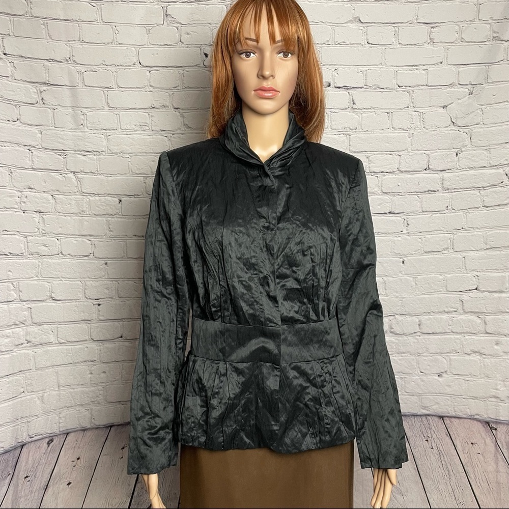 NWT New Christopher & Banks Black Crinkle Cotton Blend Jacket Size M